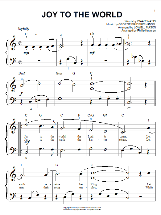 Joy To The World (arr. Phillip Keveren) (Big Note Piano) von Isaac Watts