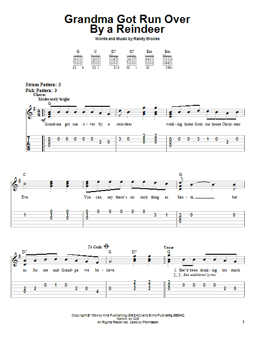 Grandma Got Run Over By A Reindeer (Easy Guitar Tab) von Randy Brooks