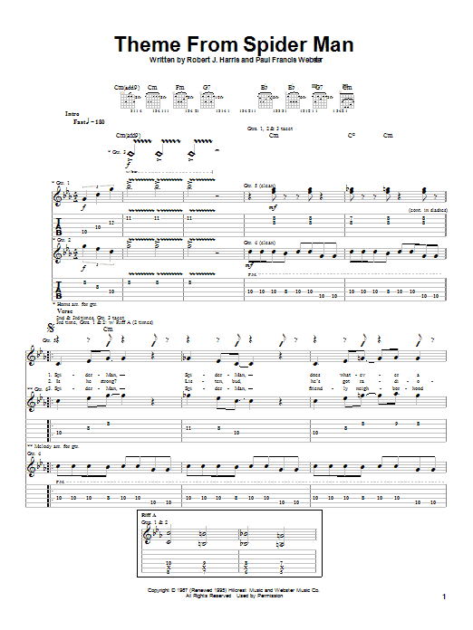 Theme From Spider-Man (Guitar Tab) von Aerosmith