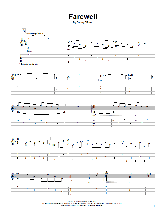 Farewell (Guitar Tab) von Danny Elfman
