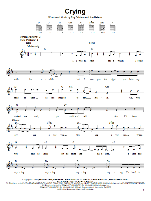 Crying (Easy Guitar) von Roy Orbison