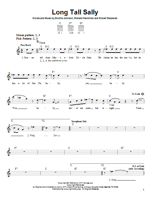 Long Tall Sally (Easy Guitar) von Little Richard
