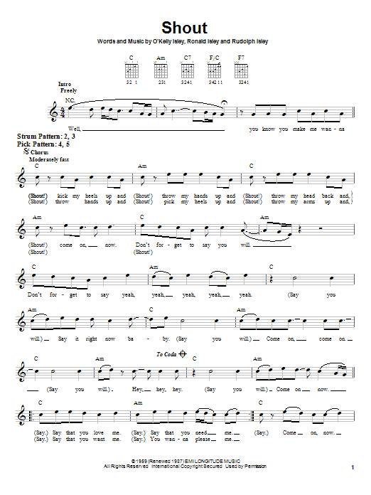 Shout (Easy Guitar) von The Isley Brothers