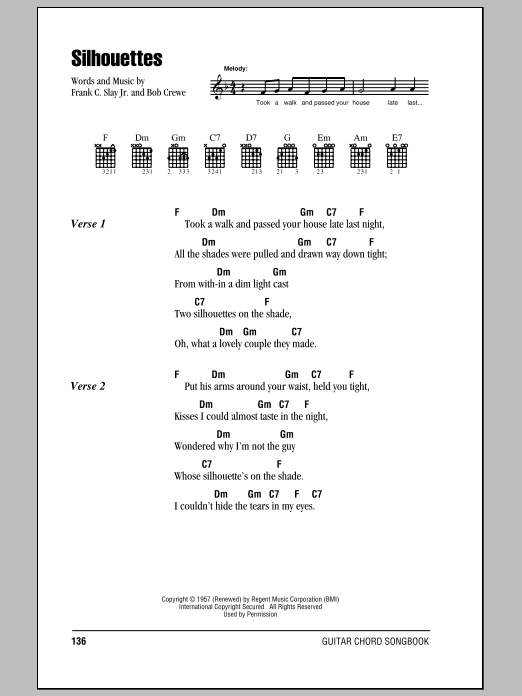 Silhouettes (Guitar Chords/Lyrics) von Herman's Hermits