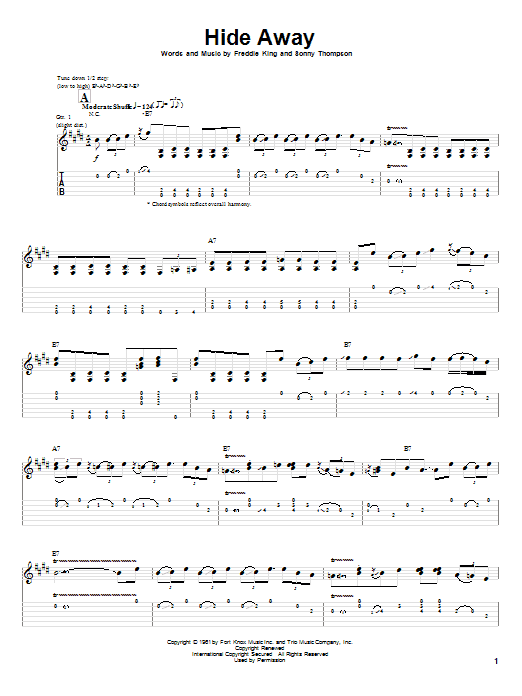 Hide Away (Guitar Tab) von Stevie Ray Vaughan