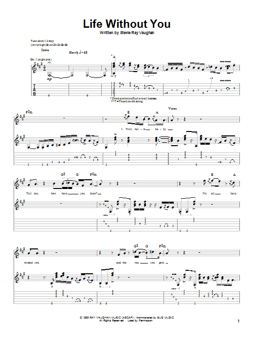Life Without You (Guitar Tab) von Stevie Ray Vaughan