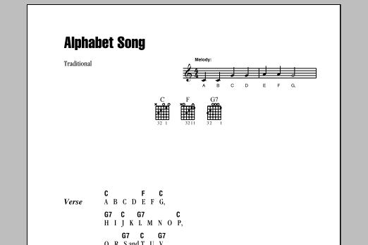 Alphabet Song (Guitar Chords/Lyrics) von Traditional