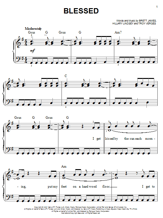 Blessed (Easy Piano) von Martina McBride