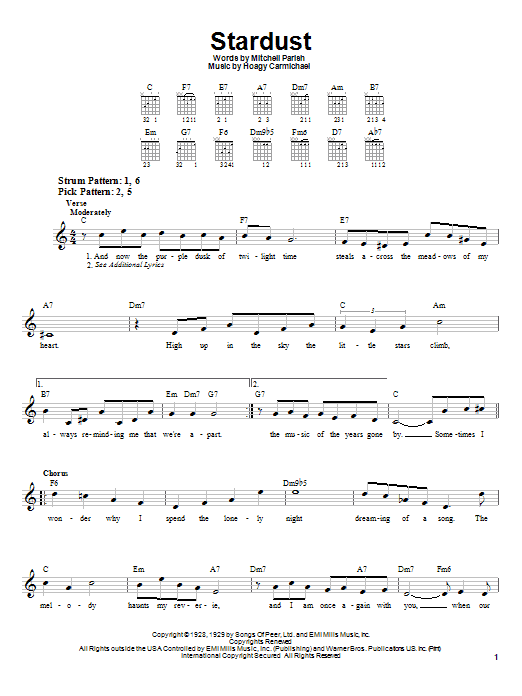 Stardust (Easy Guitar) von Hoagy Carmichael