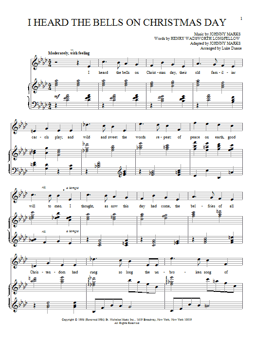 I Heard The Bells On Christmas Day (Piano & Vocal) von Henry Wadsworth Longfellow