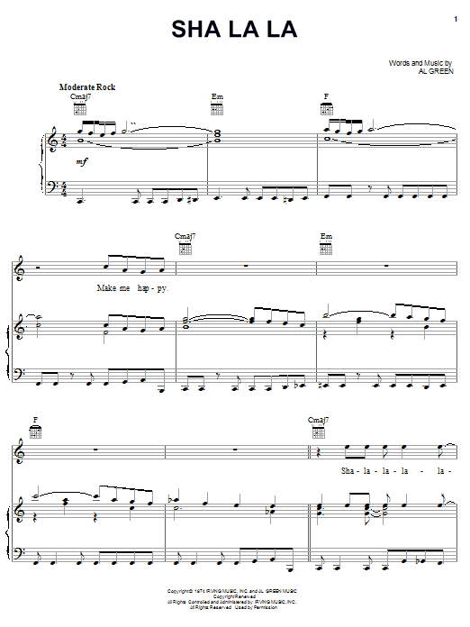 Sha La La (Piano, Vocal & Guitar Chords (Right-Hand Melody)) von Al Green