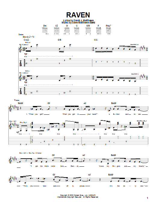 Raven (Guitar Tab) von Dave Matthews Band