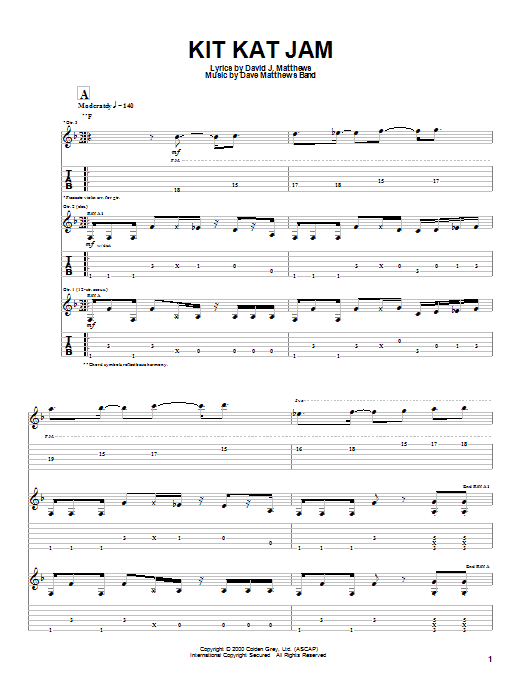 Kit Kat Jam (Guitar Tab) von Dave Matthews Band