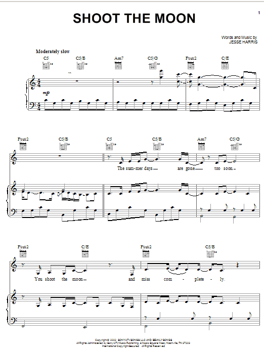 Shoot The Moon (Piano, Vocal & Guitar Chords (Right-Hand Melody)) von Norah Jones