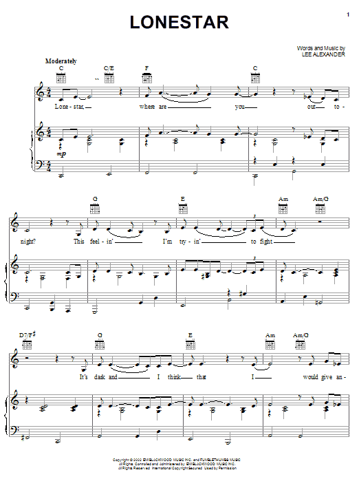 Lonestar (Piano, Vocal & Guitar Chords (Right-Hand Melody)) von Norah Jones
