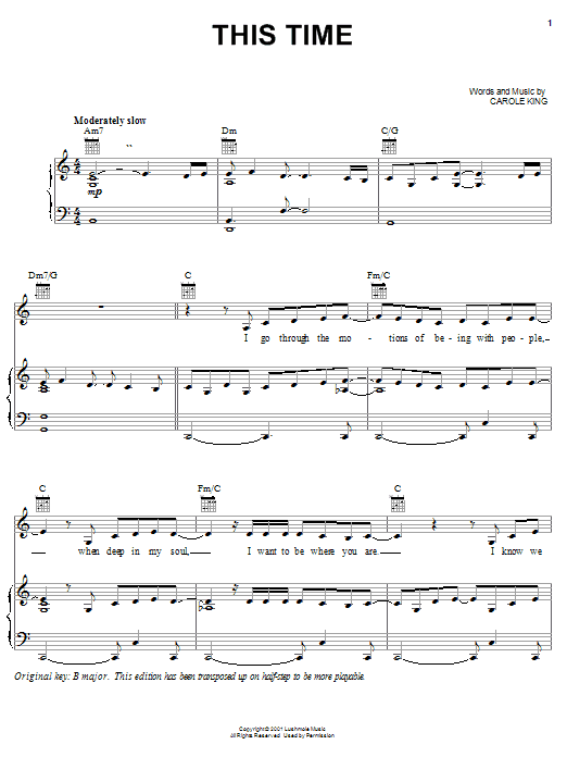 This Time (Piano, Vocal & Guitar Chords (Right-Hand Melody)) von Carole King