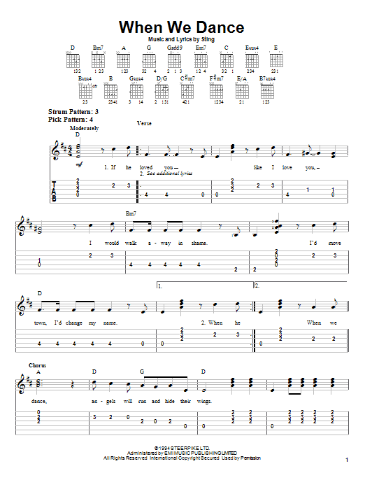 When We Dance (Easy Guitar Tab) von Sting