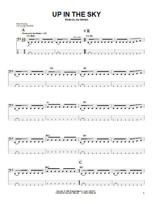 Up In The Sky (Bass Guitar Tab) von Joe Satriani