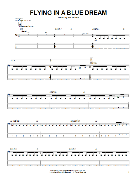 Flying In A Blue Dream (Bass Guitar Tab) von Joe Satriani