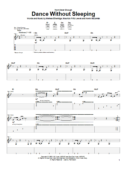 Dance Without Sleeping (Guitar Tab) von Melissa Etheridge