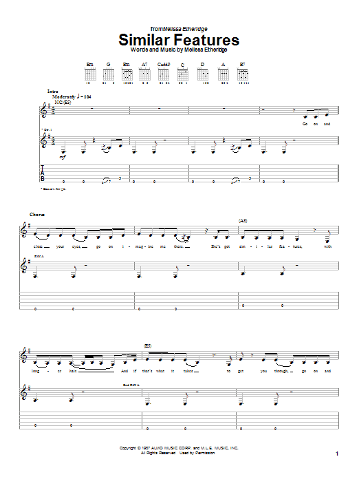 Similar Features (Guitar Tab) von Melissa Etheridge