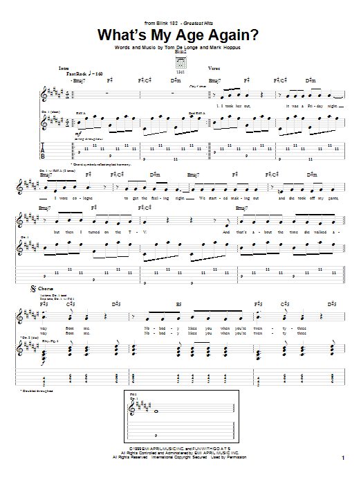 What's My Age Again? (Guitar Tab) von Blink-182