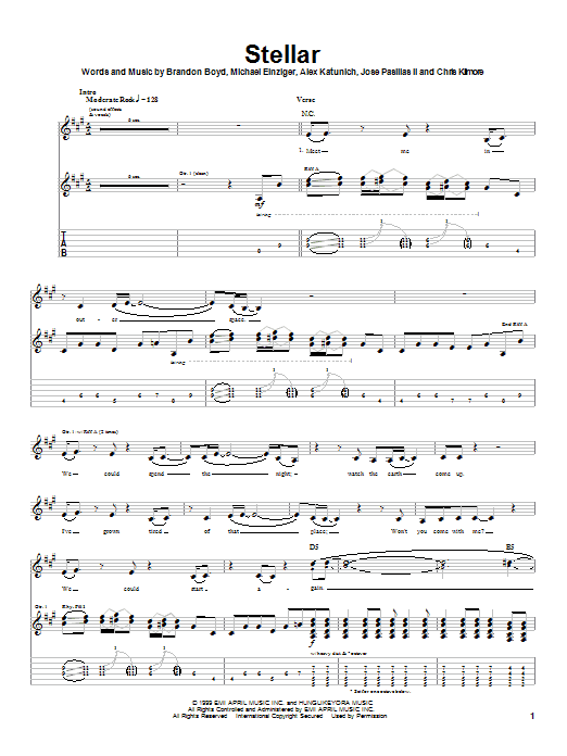 Stellar (Guitar Tab) von Incubus