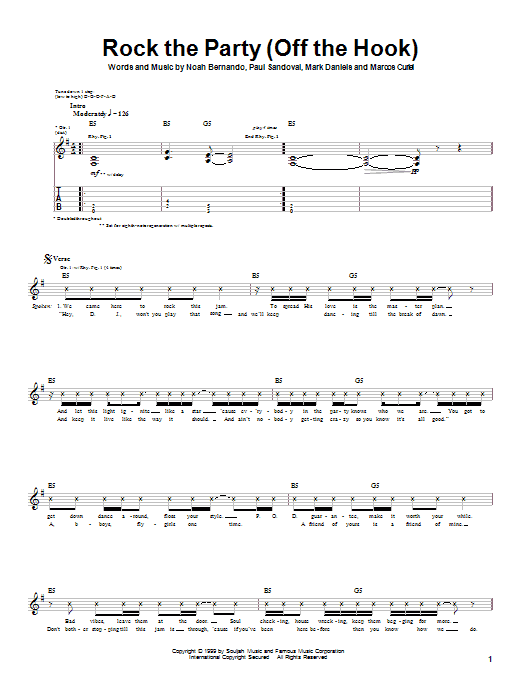 Rock The Party (Off The Hook) (Guitar Tab) von P.O.D. (Payable On Death)