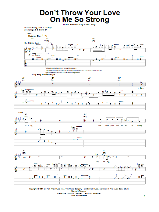 Don't Throw Your Love On Me So Strong (Guitar Tab) von Albert King