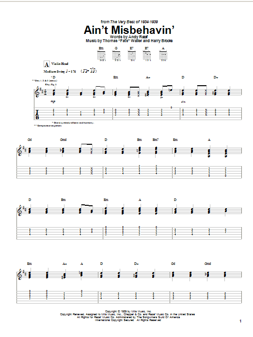 Ain't Misbehavin' (Guitar Tab) von Django Reinhardt