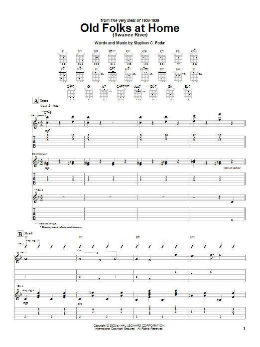 Old Folks At Home (Swanee River) (Guitar Tab) von Django Reinhardt