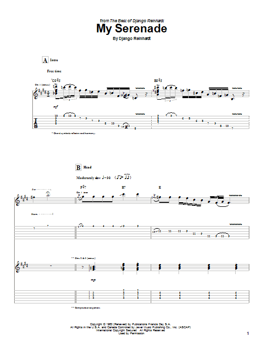 My Serenade (Guitar Tab) von Django Reinhardt