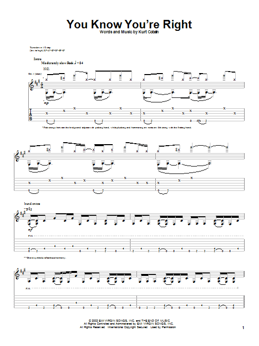 You Know You're Right (Guitar Tab) von Nirvana