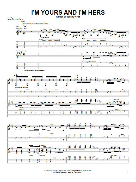 I'm Yours and I'm Hers (Guitar Tab) von Johnny Winter