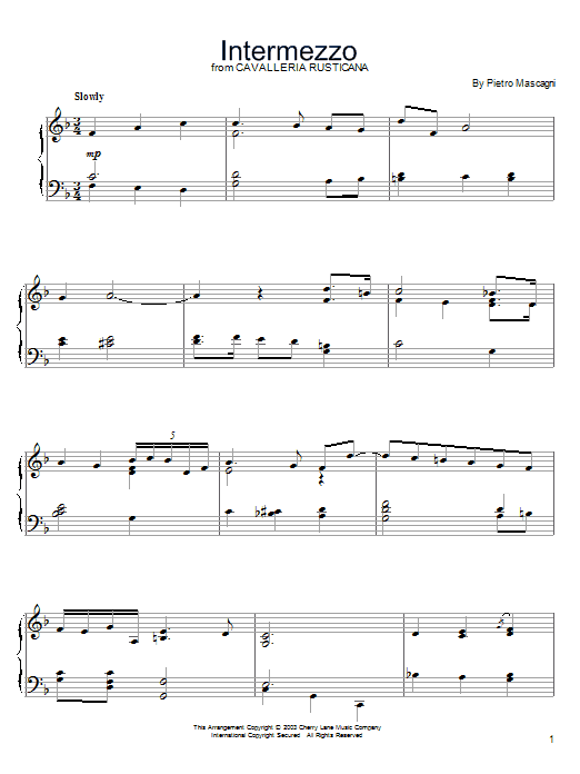 Intermezzo (Piano Solo) von Pietro Mascagni