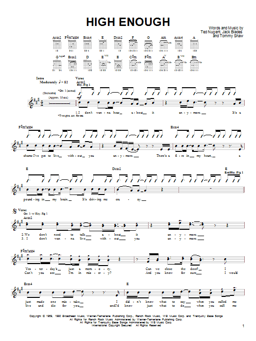 High Enough (Guitar Tab) von Damn Yankees