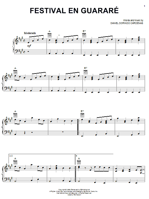 Festival En Guarare (Piano, Vocal & Guitar Chords (Right-Hand Melody)) von Daniel Dorindo Cardenas