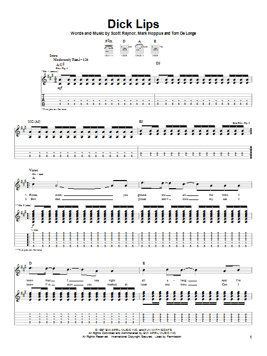 Dick Lips (Guitar Tab) von Blink-182