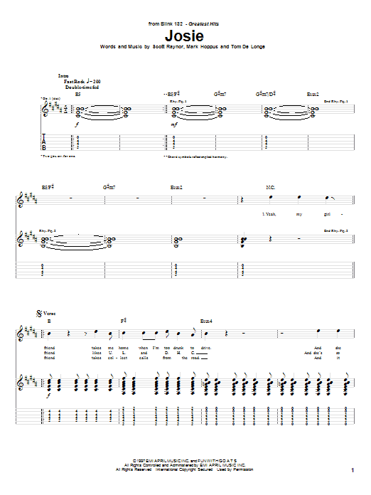 Josie (Guitar Tab) von Blink-182