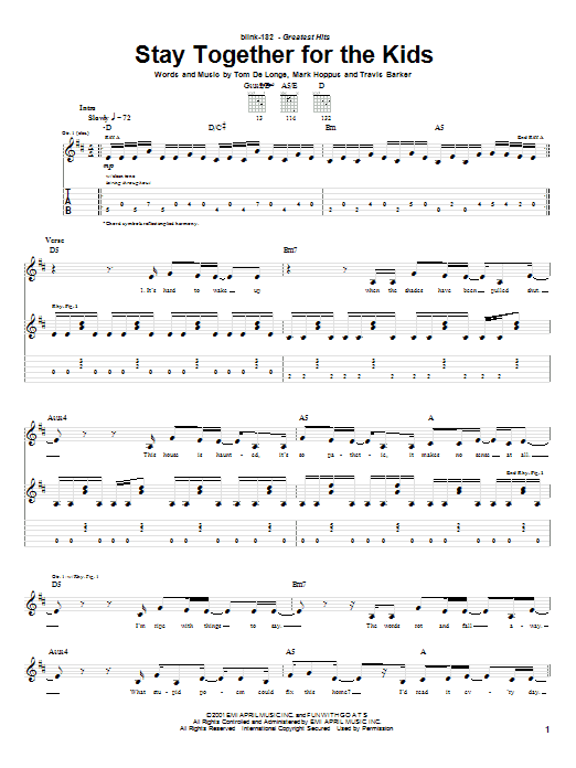 Stay Together For The Kids (Guitar Tab) von Blink-182