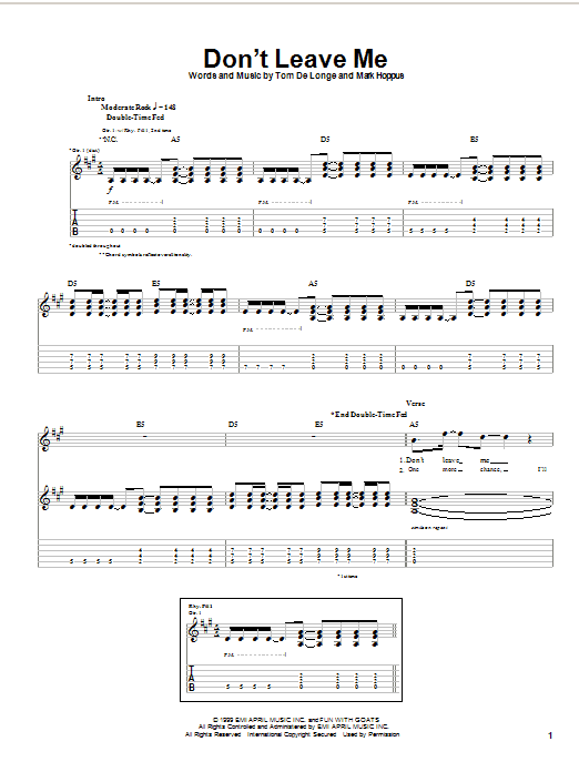 Don't Leave Me (Guitar Tab) von Blink-182