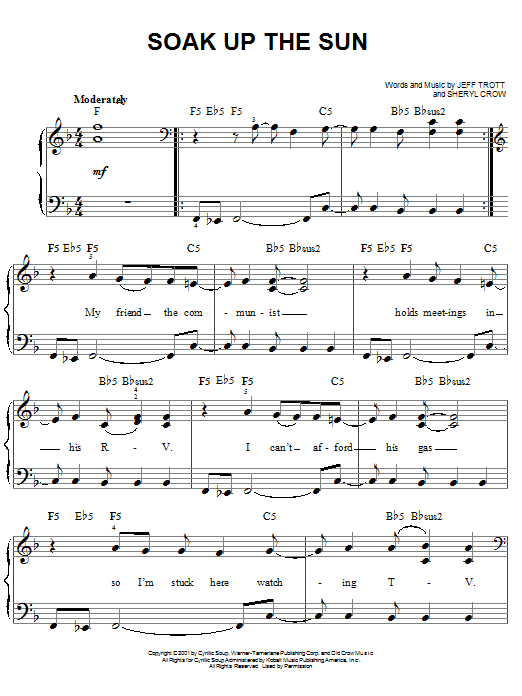 Soak Up The Sun (Easy Piano) von Sheryl Crow