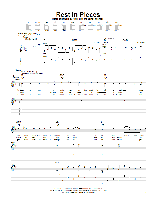 Rest In Pieces (Guitar Tab) von Saliva