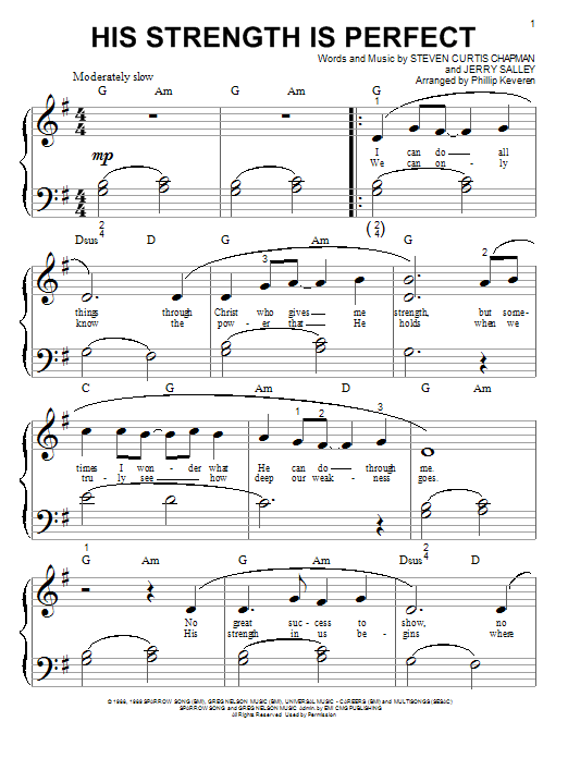 His Strength Is Perfect (arr. Phillip Keveren) (Big Note Piano) von Steven Curtis Chapman