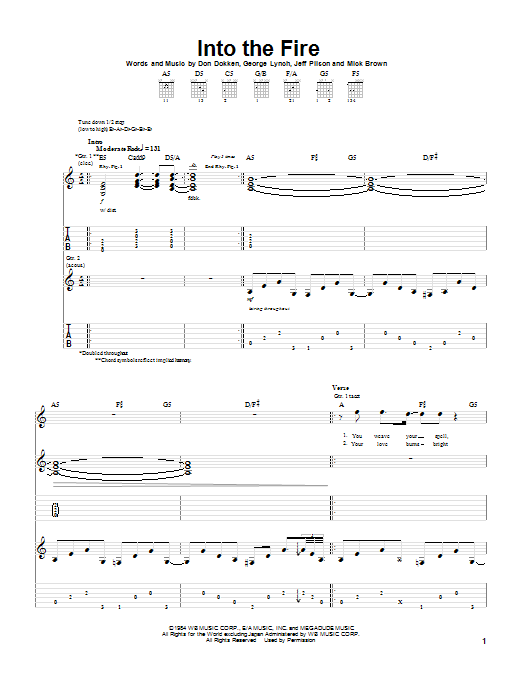 Into The Fire (Guitar Tab) von Dokken