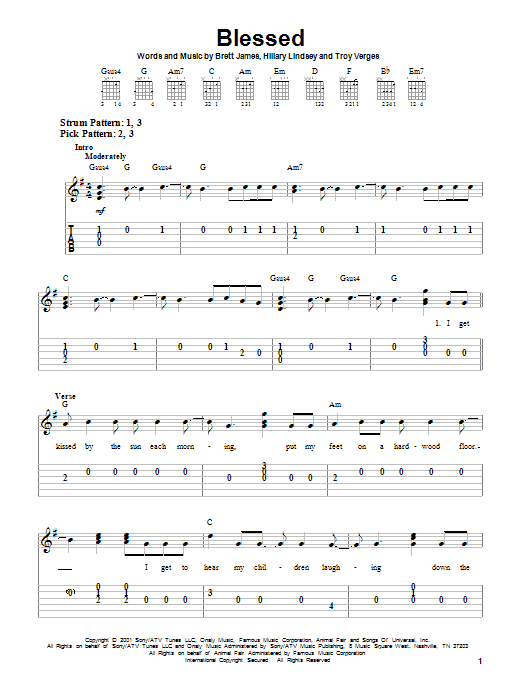 Blessed (Easy Guitar Tab) von Martina McBride