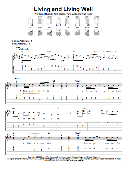 Living And Living Well (Easy Guitar Tab) von George Strait