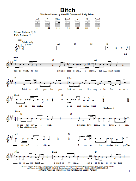 Bitch (Easy Guitar) von Meredith Brooks