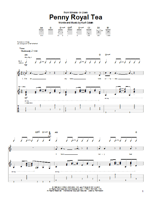 Pennyroyal Tea (Guitar Tab) von Nirvana