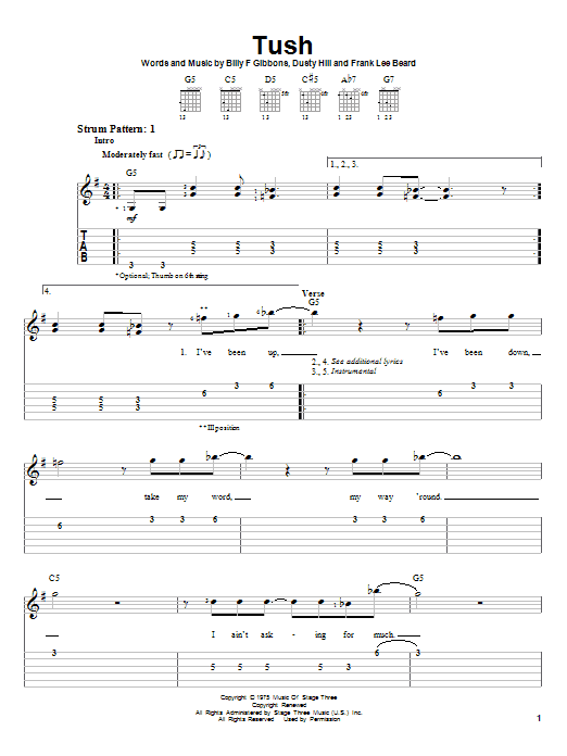 Tush (Easy Guitar Tab) von ZZ Top